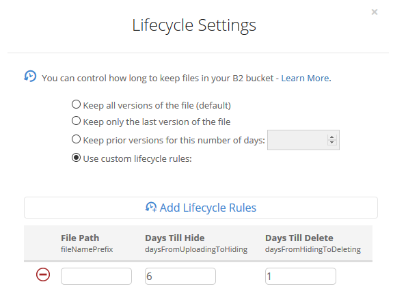 a lifecycle policy to delete objects older than 7 days.