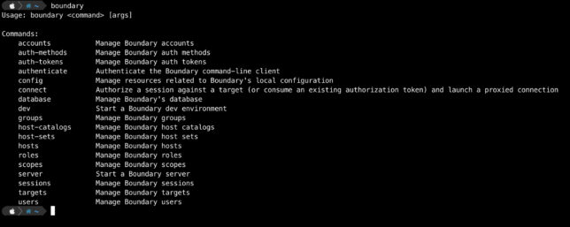 the boundary CLI command options