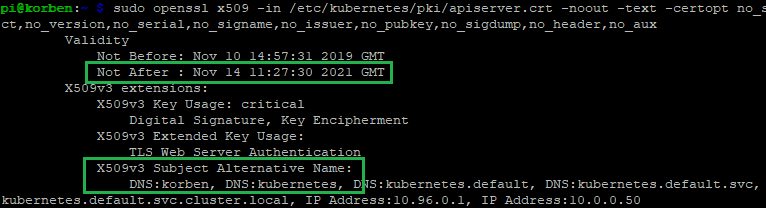 Renew Expired Kubernetes Certificates - checking new certificate details