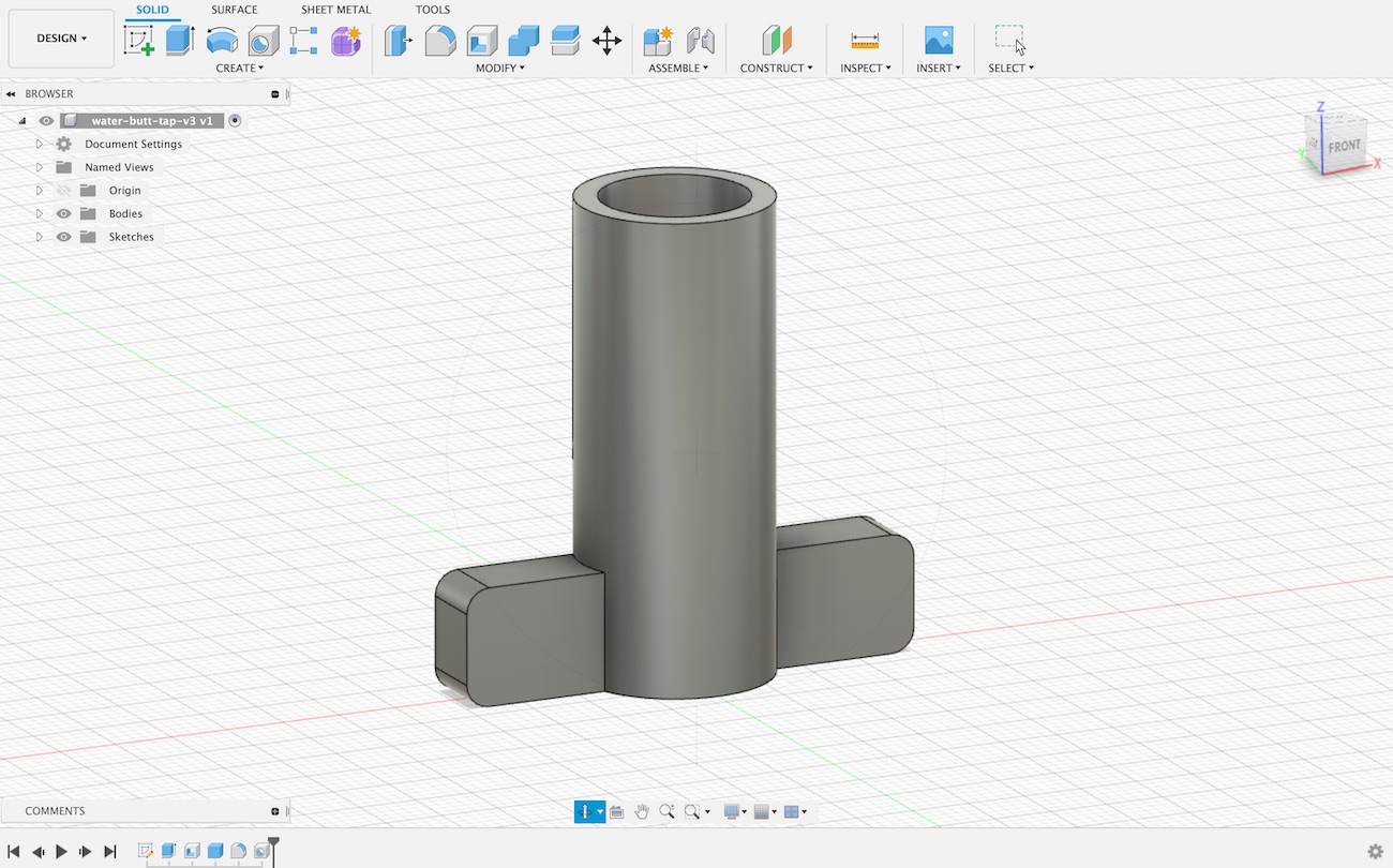 water tap design perspective view from fusion 360