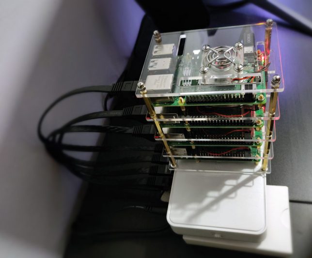picture of raspberry pi devices in stack, forming the kubernetes cluster